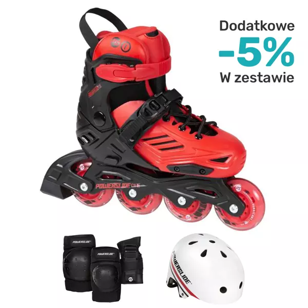 Zestaw Rolki Powerslide Urban Khaan Junior Red Ltd Kask Ochraniacze