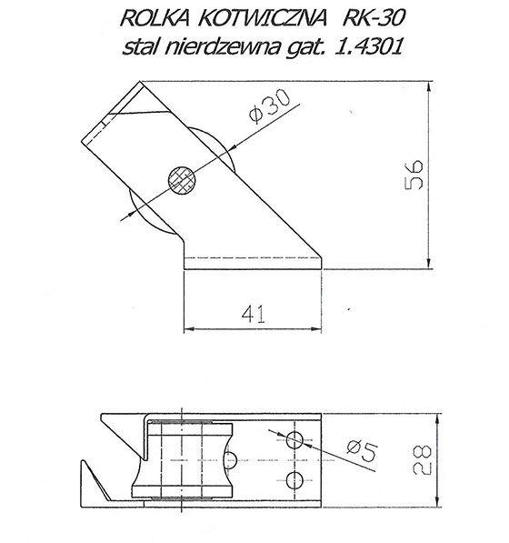 Rolka kotwiczna / prowadnica liny RK-30