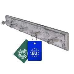 Szary Wieszak John Paddle z 5 Haczykami z Litego Drewna Sosnowego w stylu  antycznego loftu industrialnego