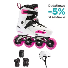 Zestaw Rolki Rollerblade Apex G White Pink + ochraniacze, kask do wyboru