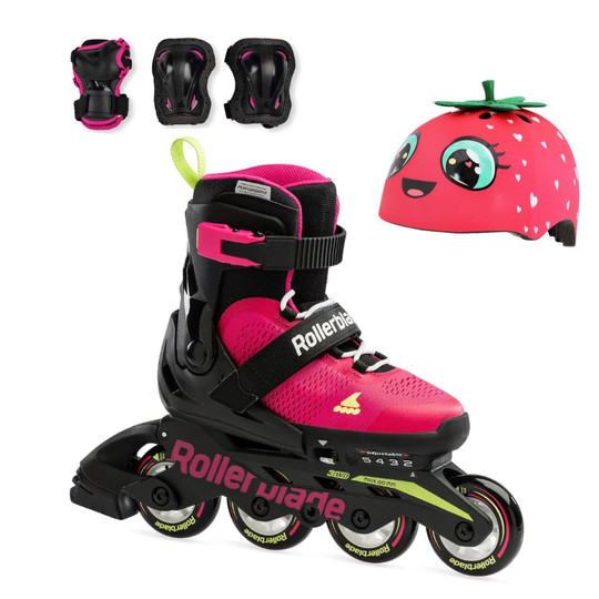Zestaw Rolki Rollerblade Microblade G Pink Light Green + kask + ocharaniacze