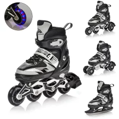 Rolki Regulowane Meteor 4w1 Seasons Black LED