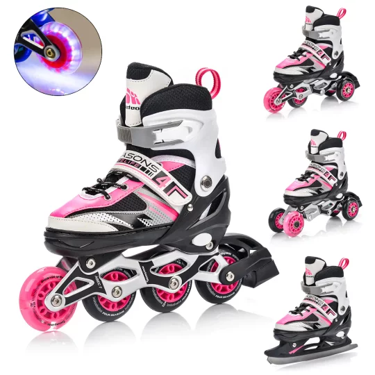 Rolki Regulowane Meteor 4w1 Seasons Pink LED