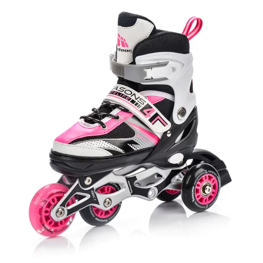 Rolki Regulowane Meteor 4w1 Seasons Pink LED