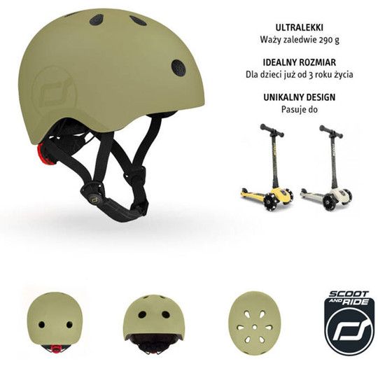 Kask dla dzieci Scootandride  S-M dla dzieci 3+ Olive