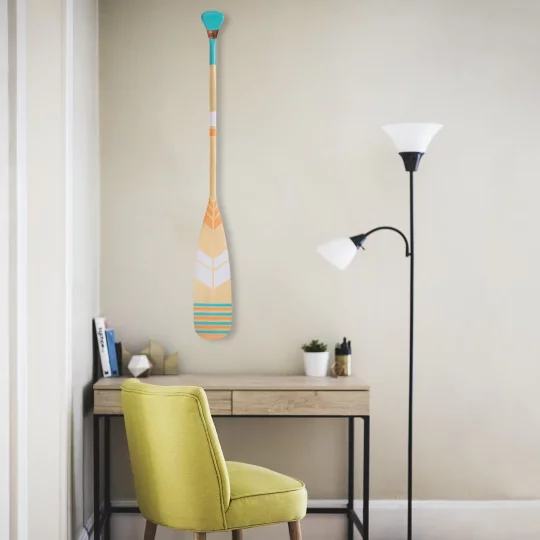 Pagaj John Paddle Beaver Ozdoba Kolorowy Malowany 125 cm WZ2 ze skórzaną pionową zawieszką