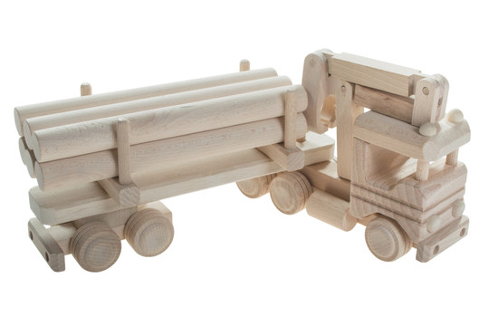 Drewniana zabawka John Paddle (34x14x10cm)  - Timberjack - ciężarówka z balami