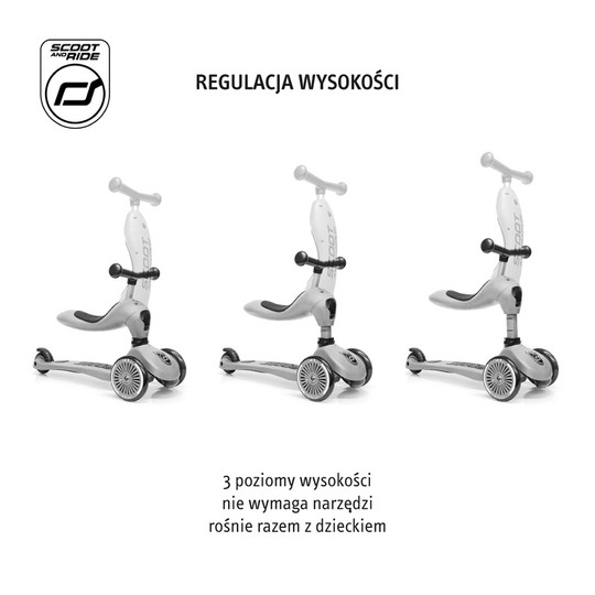 Jeździk i Hulajnoga Scootandride 2W1 z rączką do prowadzenia Mocha Highwaykick 1 Push and Go 