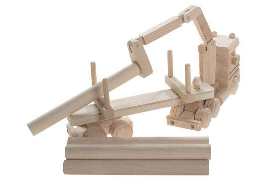 Drewniana zabawka John Paddle (34x14x10cm)  - Timberjack - ciężarówka z balami