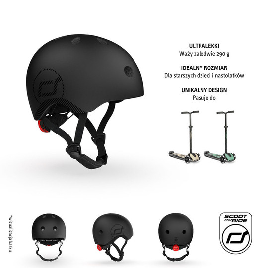 Kask dla dzieci Scootandride  M-L dla nastolatków Black