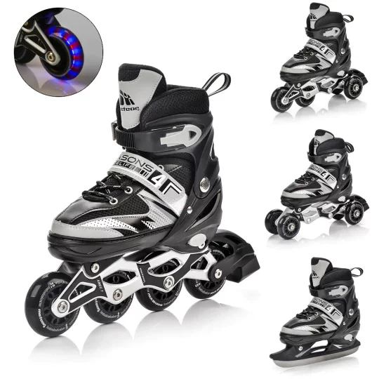 Rolki Regulowane Meteor 4w1 Seasons Black LED