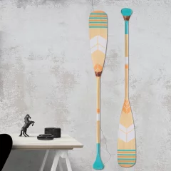 Pagaj John Paddle Beaver Ozdoba Kolorowy Malowany 125 cm WZ2 ze skórzaną pionową zawieszką