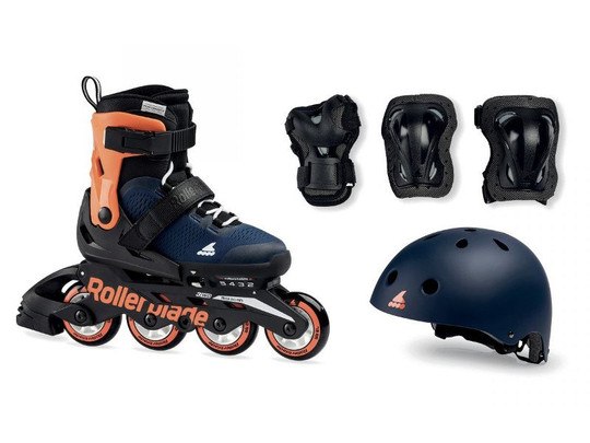 Rolki Rollerblade Cube Midnight Blue / Warm Orange + kask + ochraniacze 2020