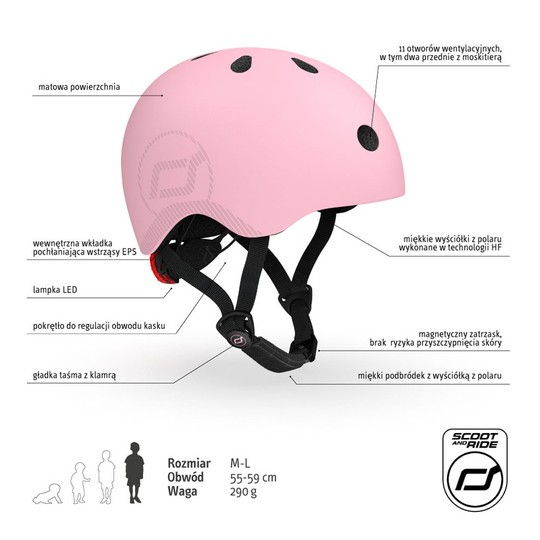 Kask dla dzieci Scootandride  M-L dla nastolatków Rose