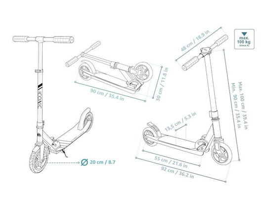 Hulajnoga Meteor ICONIC Grey White 200mm 2021