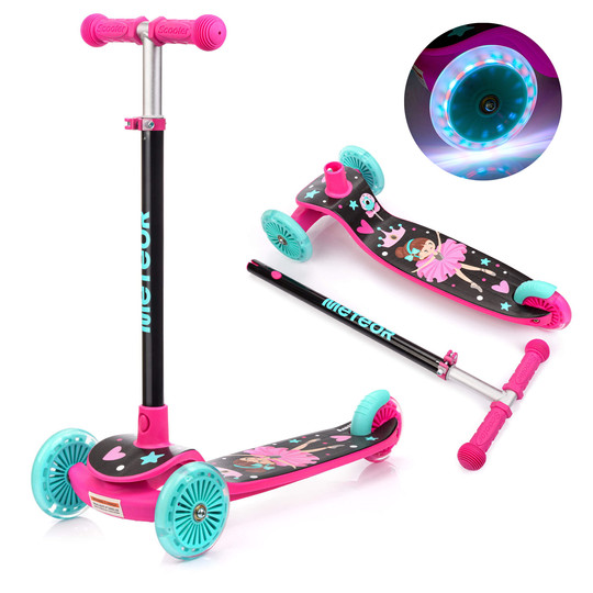 Hulajnoga trójkołowa Meteor Funny Pink LED