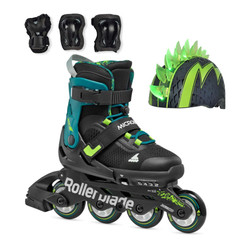 Zestaw Rolki Rollerblade Microblade XT Black Petrol Green + kask + ochraniacze