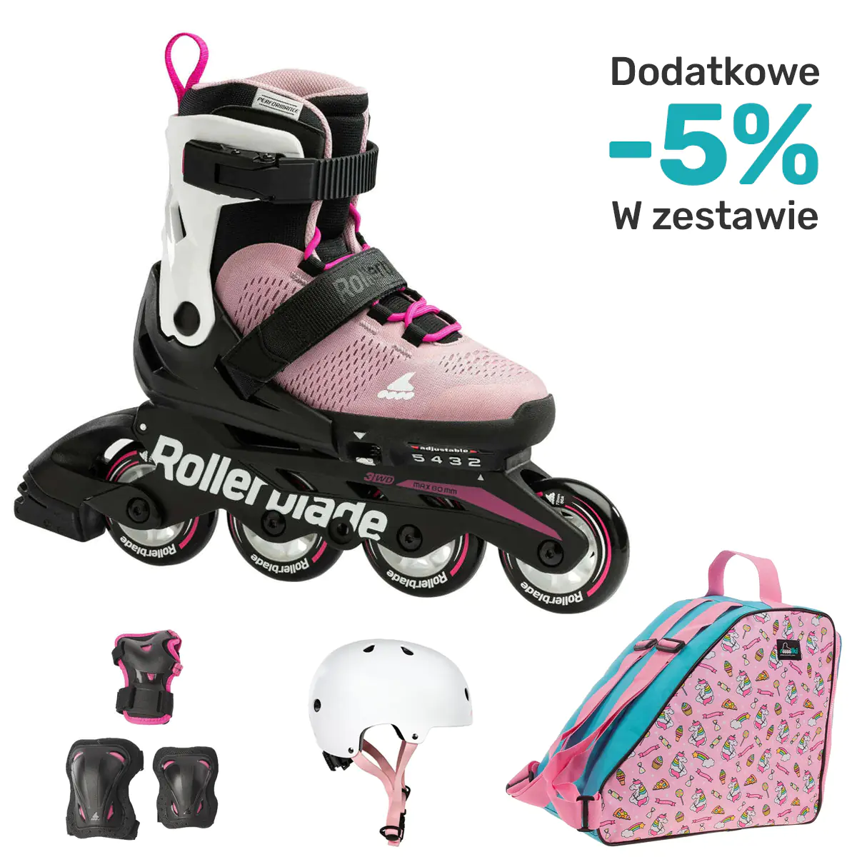 Zestaw Rolki Rollerblade Microblade G Pink White +kask, ochraniacze, torba